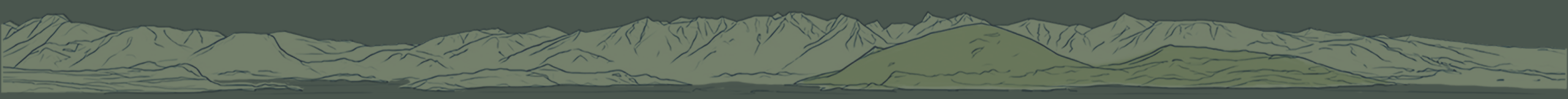 Sketch view of Bowen Island from Georgia Straight with the Coast Mountains behind it.